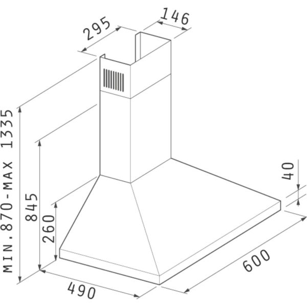 ΑΠΟΡΡΟΦΗΤΗΡΑΣ PYRAMIS ECOLINE ΤΕΤΡΑΓΩΝΟΣ 60CM INOX ( 065030801 ) - Image 4